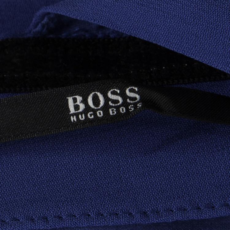 Pre Owned Boss By Hugo Boss Blue Drape Detail Maxi Drapiella Dress M