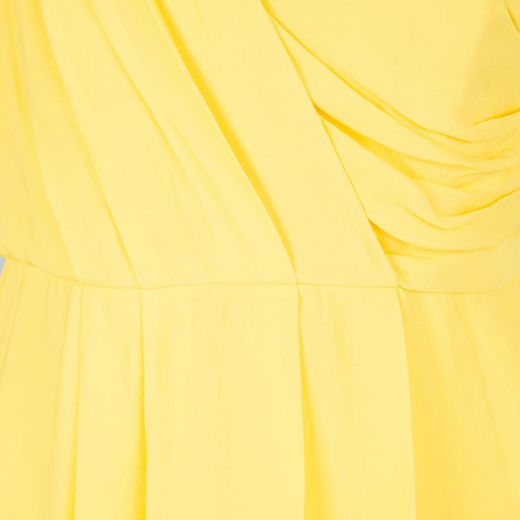 Pre Owned Boss By Hugo Boss Yellow Sleeveless Drapira Dress M