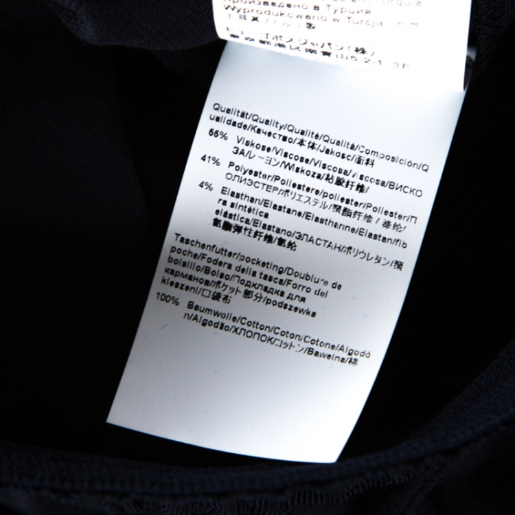 Pre Owned Boss By Hugo Boss Navy Blue Drawstring Waist Maxi Bendrah Skirt L