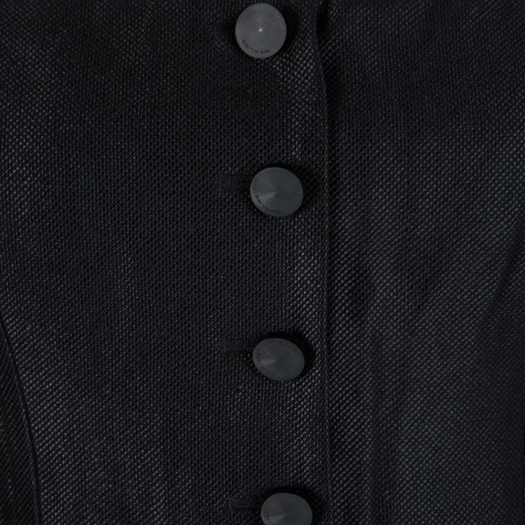 Pre Owned Boss by Hugo Boss Black Button Detail Strapless Corset Top L