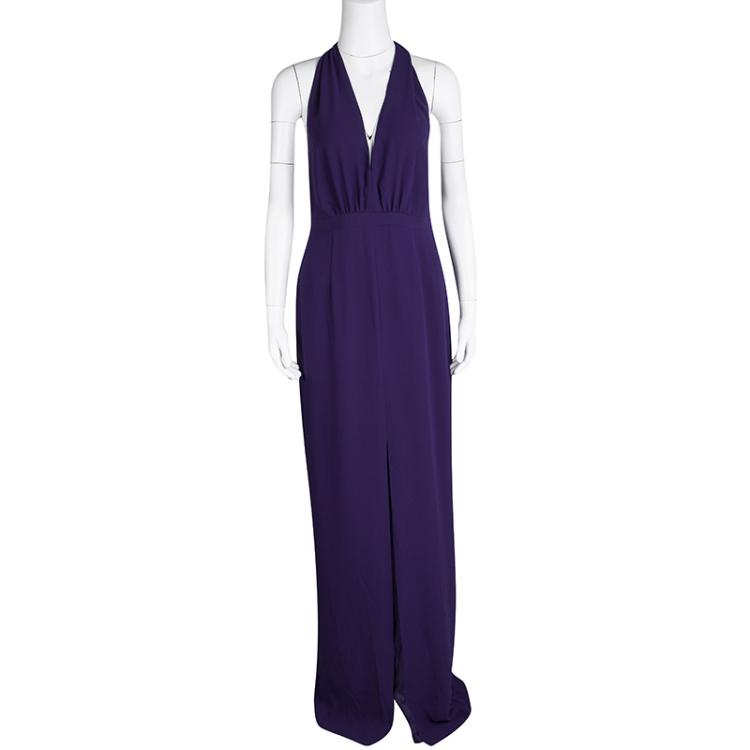 Pre Owned Boss By Hugo Boss Purple V-Neck Sleeveless Diwendyn Maxi Dress M