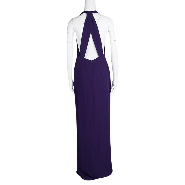 Pre Owned Boss By Hugo Boss Purple V-Neck Sleeveless Diwendyn Maxi Dress M