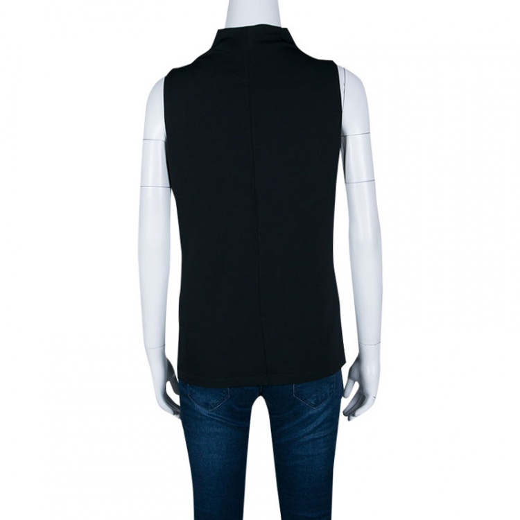 مملوكة مسبقًا Boss By Hugo Boss Black Knit High Cowl Neck Sleeveless Top M