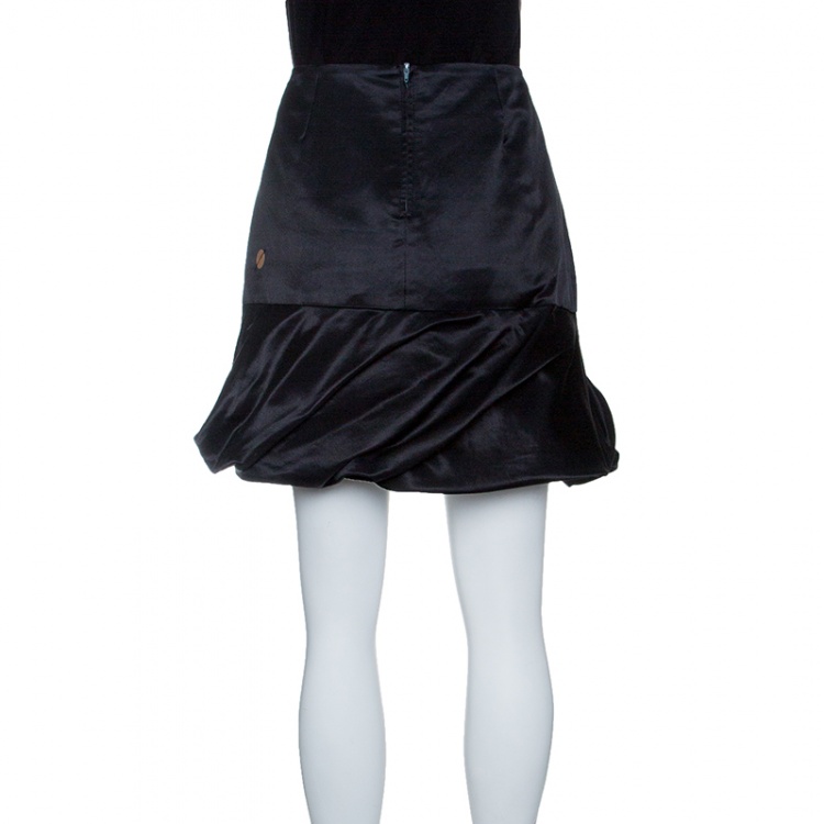 Pre Owned Boss Orange by Hugo Boss Black Draped Hem Detail Baba Skirt M