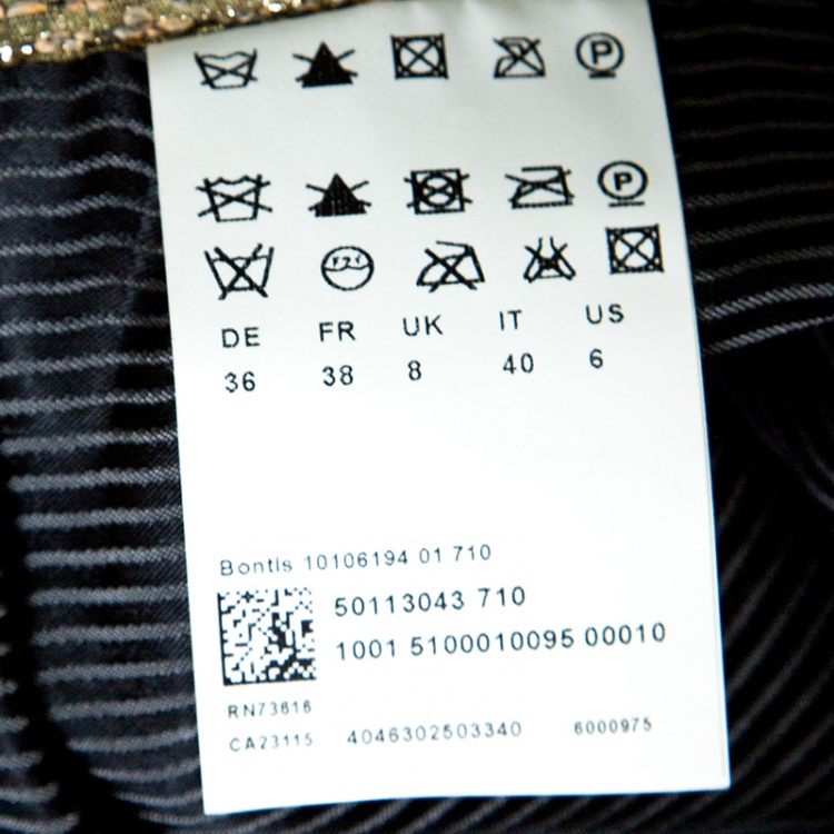 Pre Owned Boss Orange by Hugo Boss Dull Gold Embossed Jacquard Mini Skirt S