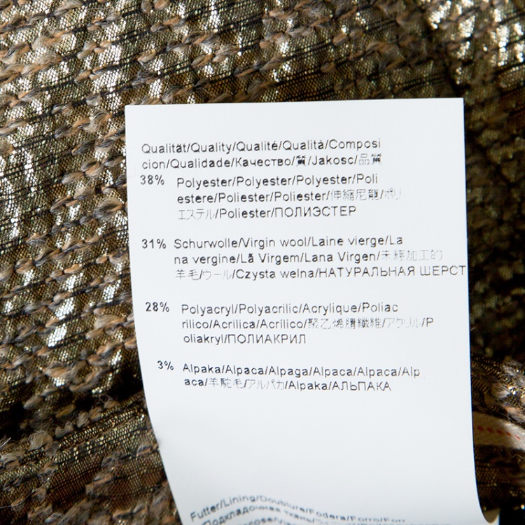 Pre Owned Boss Orange by Hugo Boss Dull Gold Embossed Jacquard Mini Skirt S