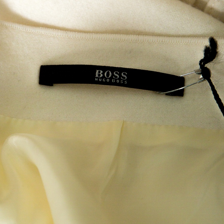 Pre Owned Boss By Hugo Boss Cream Wool Vadelle Skirt M