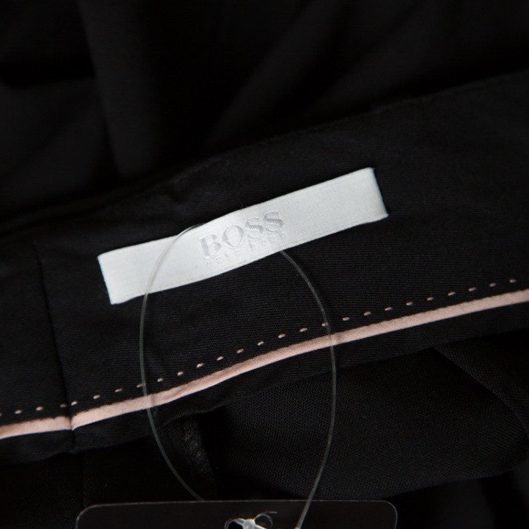 Pre Owned Boss By Hugo Boss Black Stretch Wool Tailored High Waist Trousers S