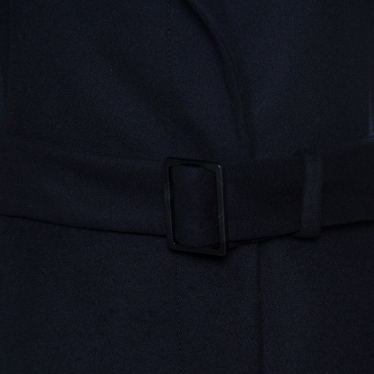 Pre Owned Boss By Hugo Boss Navy Blue Wool Cashmere Belted Cepina Coat S