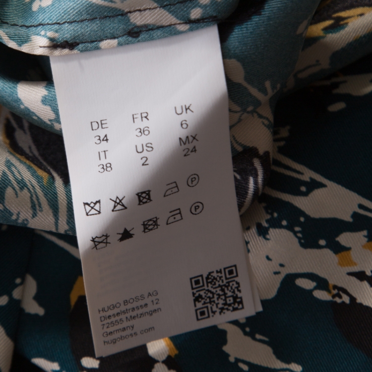 Pre Owned Boss by Hugo Boss Multicolor Splatter Printed Silk Long Sleeve Banora Blouse S