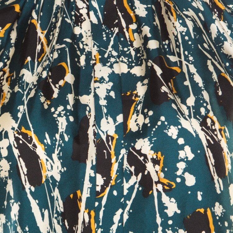 Pre Owned Boss by Hugo Boss Multicolor Splatter Printed Silk Long Sleeve Banora Blouse S