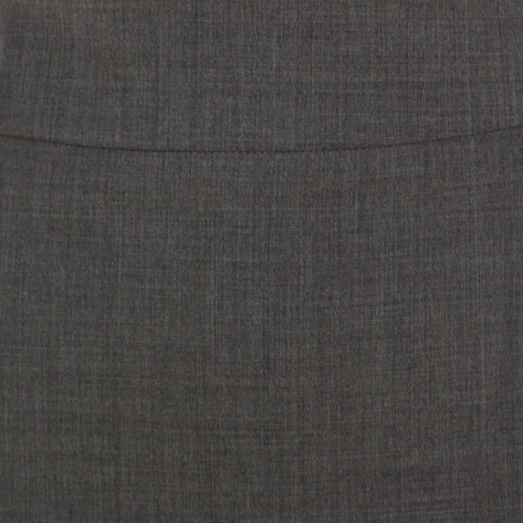 Pre Owned Boss By Hugo Boss Grey Stretch Wool Pencil Skirt M