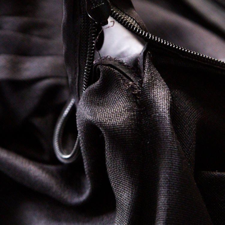 Pre Owned Boss By Hugo Boss Black Ruched Silk Strapless Dramata Maxi Dress M