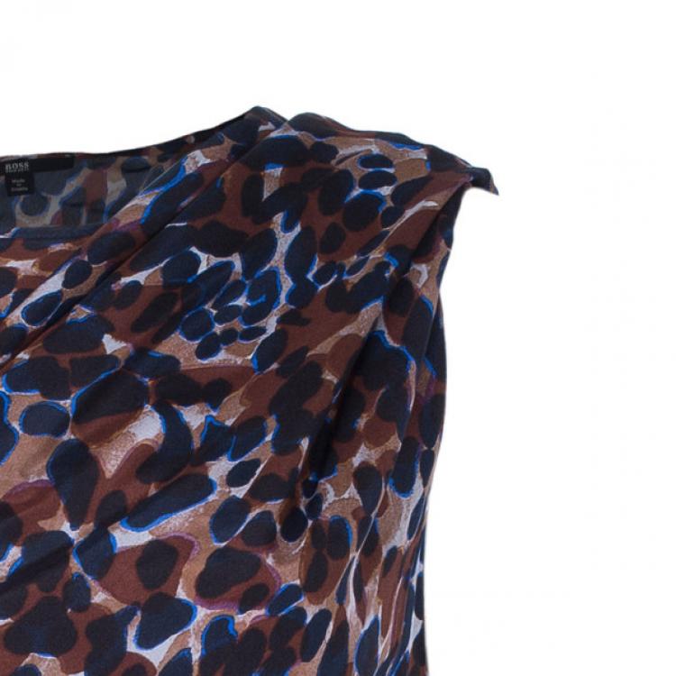 Pre Owned BOSS By Hugo Boss Silk Leopard Print Top S