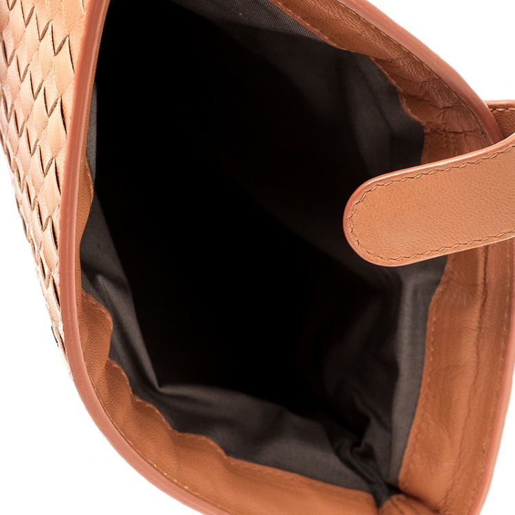 Pre Owned Bottega Veneta Orange Intrecciato Leather Ipad Case