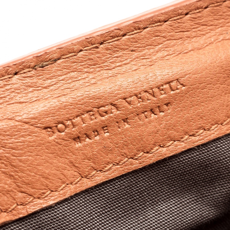 Pre Owned Bottega Veneta Orange Intrecciato Leather Ipad Case
