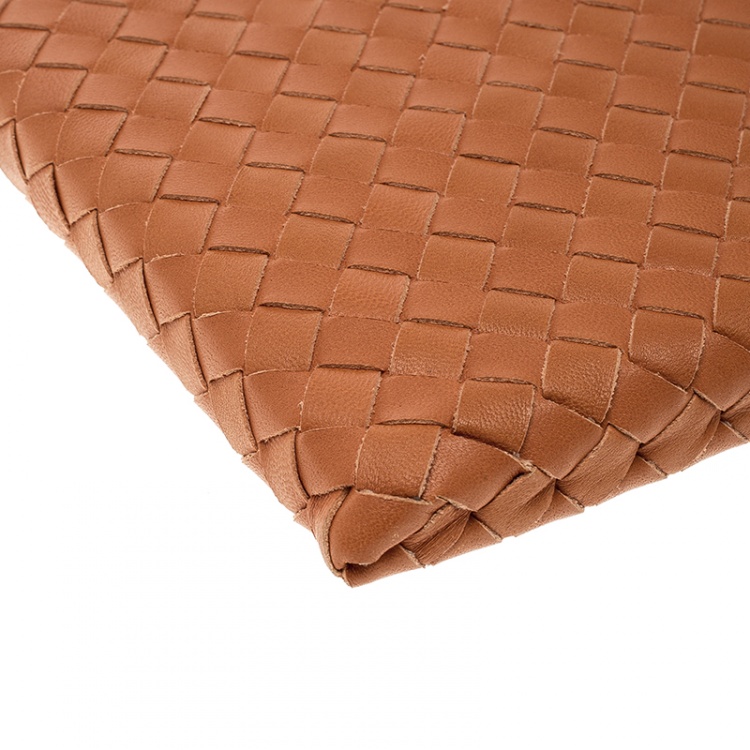 Pre Owned Bottega Veneta Orange Intrecciato Leather Ipad Case