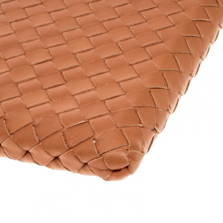 Pre Owned Bottega Veneta Orange Intrecciato Leather Ipad Case