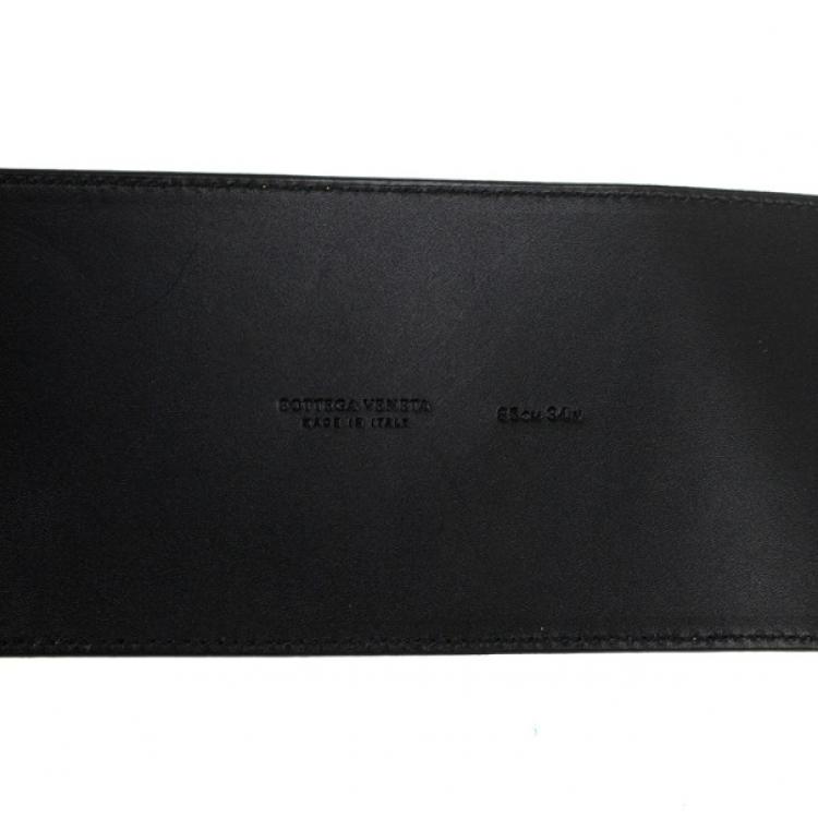 Pre Owned Bottega Veneta Black Leather Waist Belt 85 CM