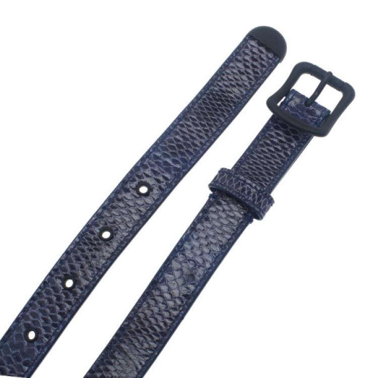 Pre Owned Bottega Veneta Blue Watersnake Ayers Belt 80CM