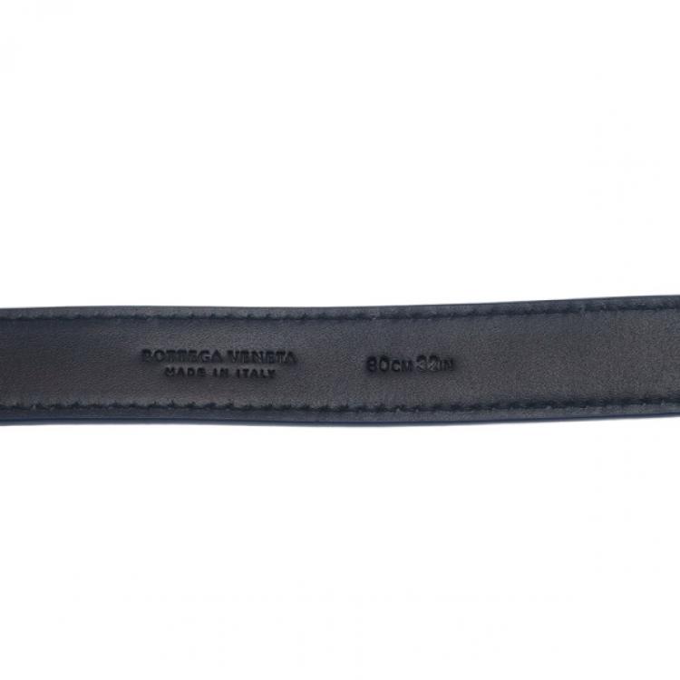 Pre Owned Bottega Veneta Blue Watersnake Ayers Belt 80CM