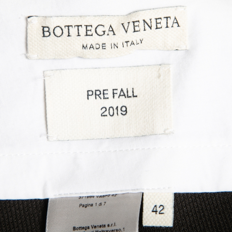 Pre Owned Bottega Veneta Dark Brow Crepe Buttoned Pencil Skirt M