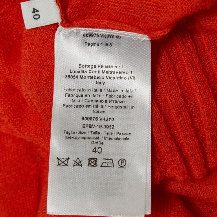 Pre Owned Bottega Veneta Orange Superfine Cashmere Knit Sleeveless Top S