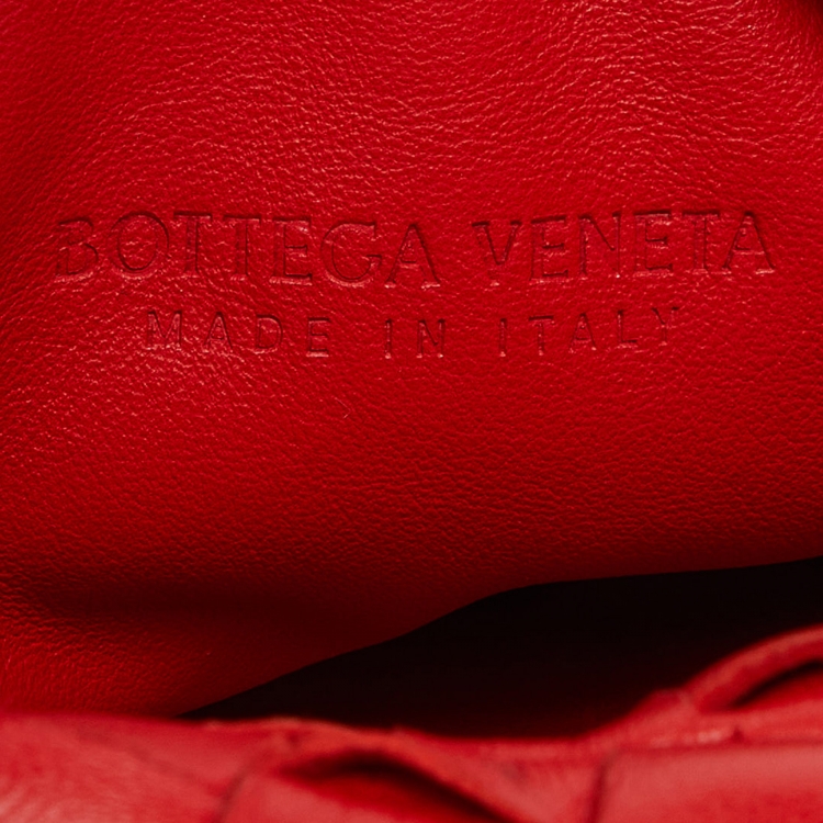 Pre Owned Bottega Veneta Red Intrecciato Leather Mini Jodie Hobo