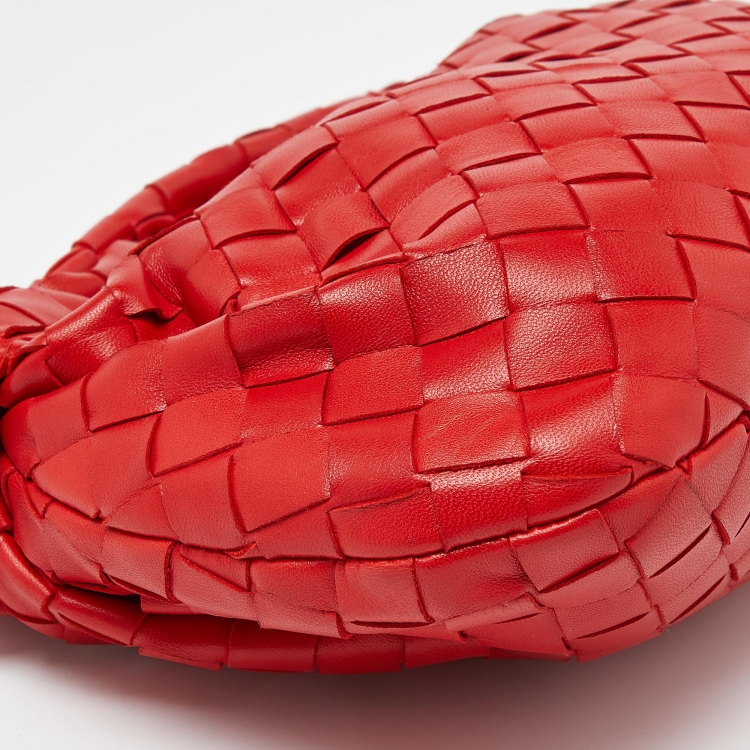 Pre Owned Bottega Veneta Red Intrecciato Leather Mini Jodie Hobo