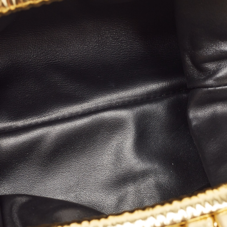 Pre Owned Bottega Veneta Metallic Gold Bark Leather Mini The Pouch Bag