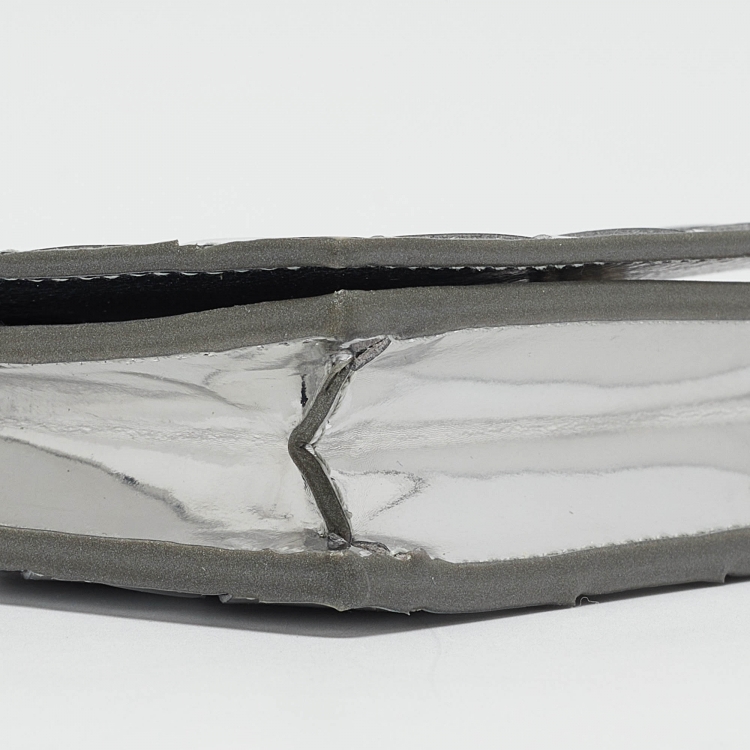 Pre Owned Bottega Veneta Silver Intrecciato Leather Card Case