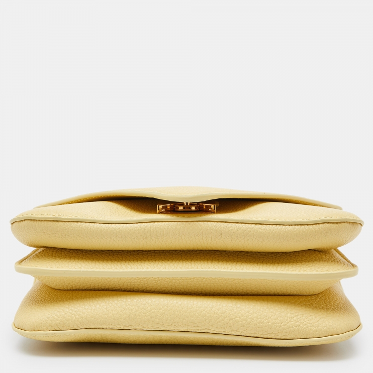 Pre Owned Bottega Veneta Yellow Leather Mount Envelope Top Handle Bag