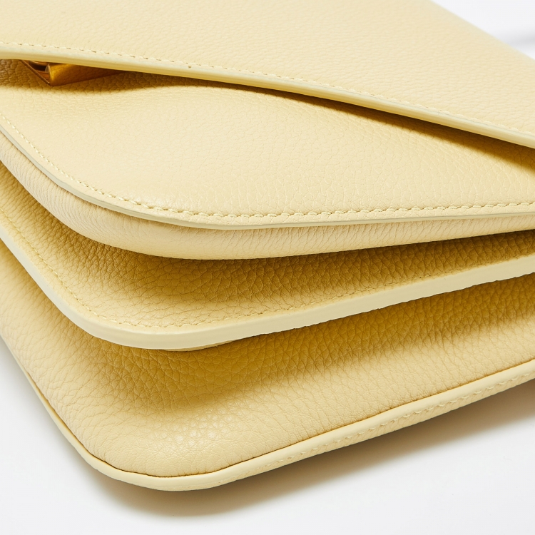 Pre Owned Bottega Veneta Yellow Leather Mount Envelope Top Handle Bag