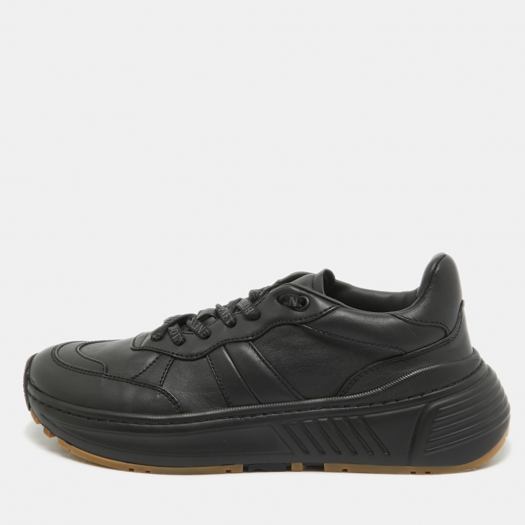 Pre Owned Bottega Veneta Black Leather Speedster Sneakers Size 39.5