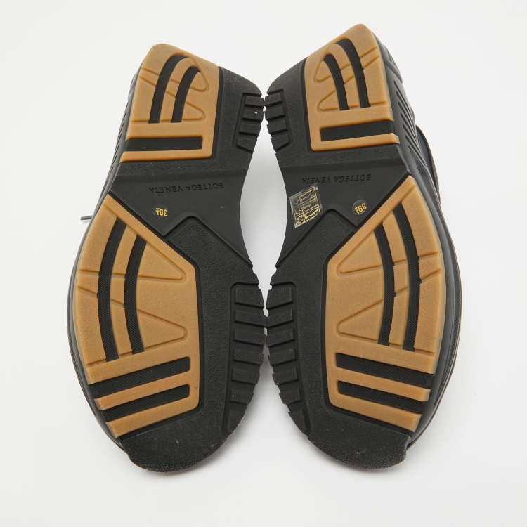 Pre Owned Bottega Veneta Black Leather Speedster Sneakers Size 39.5