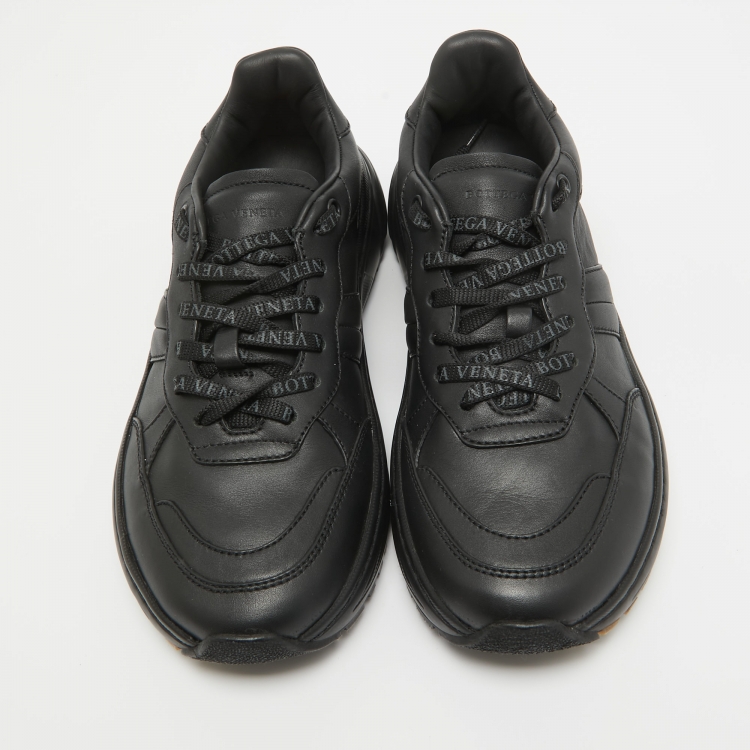 Pre Owned Bottega Veneta Black Leather Speedster Sneakers Size 39.5