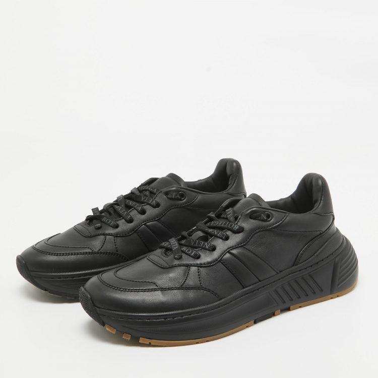 Pre Owned Bottega Veneta Black Leather Speedster Sneakers Size 39.5