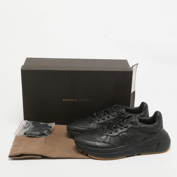 Pre Owned Bottega Veneta Black Leather Speedster Sneakers Size 39.5