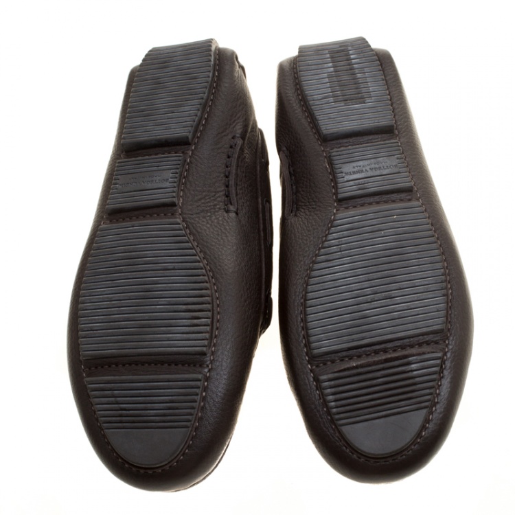 Pre Owned Bottega Veneta Brown Intrecciato Leather Loafers Size 39.5