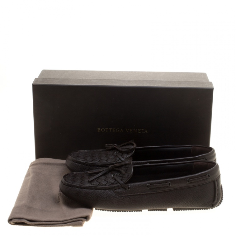 Pre Owned Bottega Veneta Brown Intrecciato Leather Loafers Size 39.5