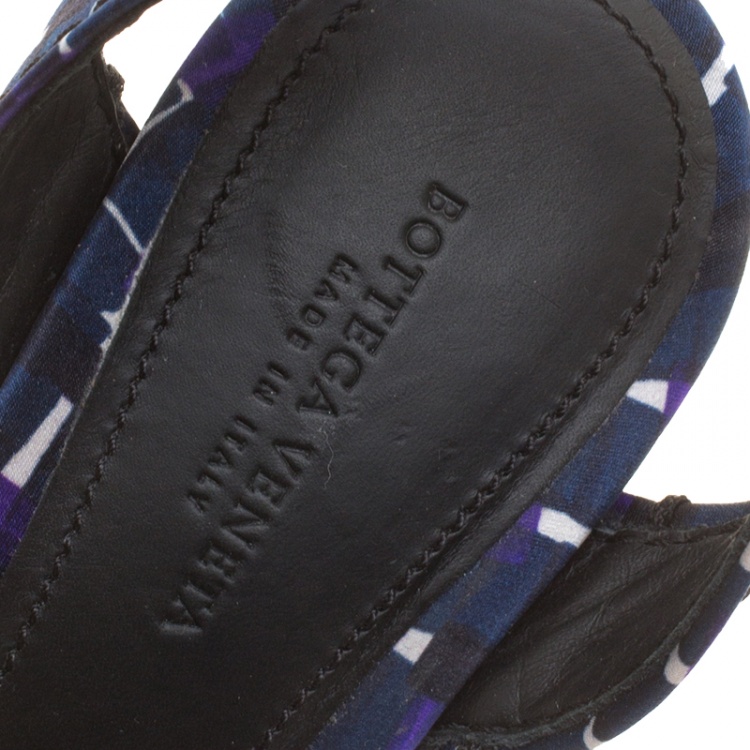 Pre Owned Bottega Veneta Multicolor Satin Ankle Strap Espadrille Wedge Sandals 38