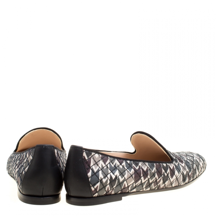 مملوكة مسبقًا Bottega Veneta Printed Leather Smoking Slippers Size 36.5