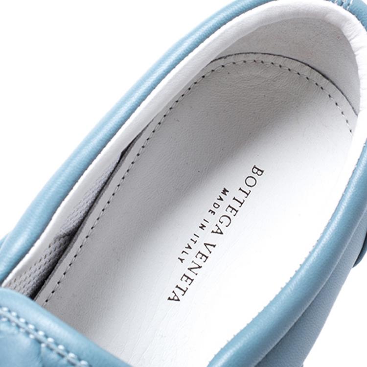 Pre Owned Bottega Veneta Blue Intrecciato Suede Slip On Sneakers Size 37