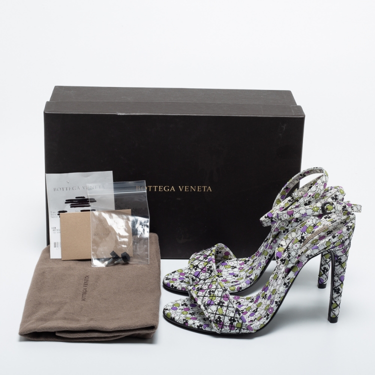 مملوكة مسبقًا Bottega Veneta Multicolour Leather Floral Ankle Strap Sandals Size 38
