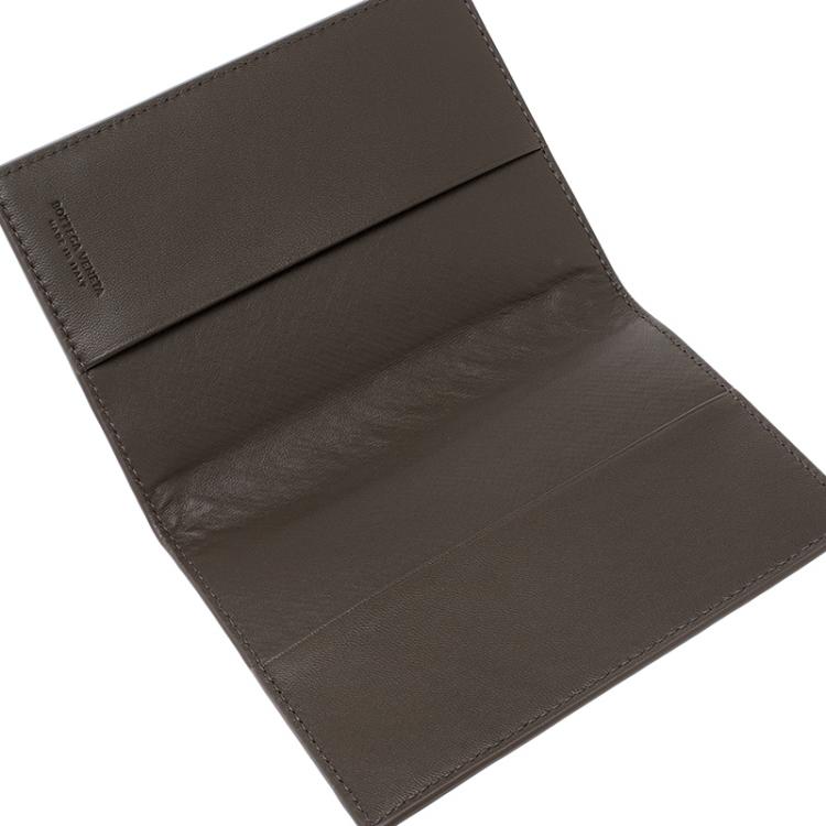 Pre Owned Bottega Veneta Grey Intrecciato Leather Passport Holder 