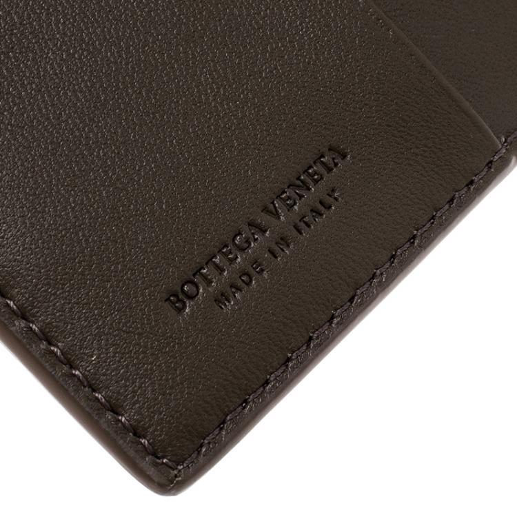 Pre Owned Bottega Veneta Grey Intrecciato Leather Passport Holder 