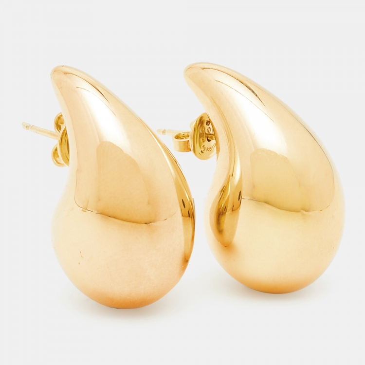 Pre Owned Bottega Veneta Drop Gold Tone Sterling Silver Earrings