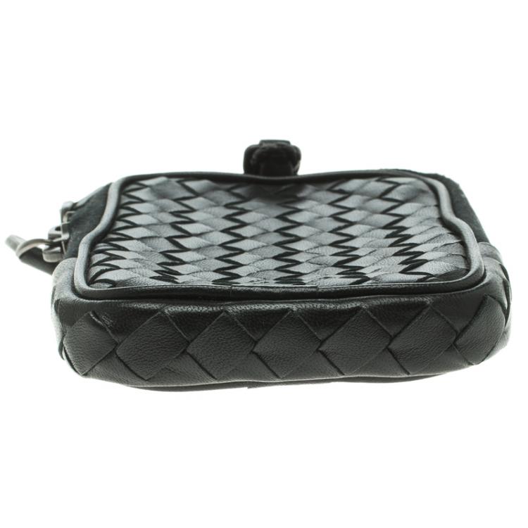 Pre Owned Bottega Veneta Black Intrecciato Leather High Tech Case Holder