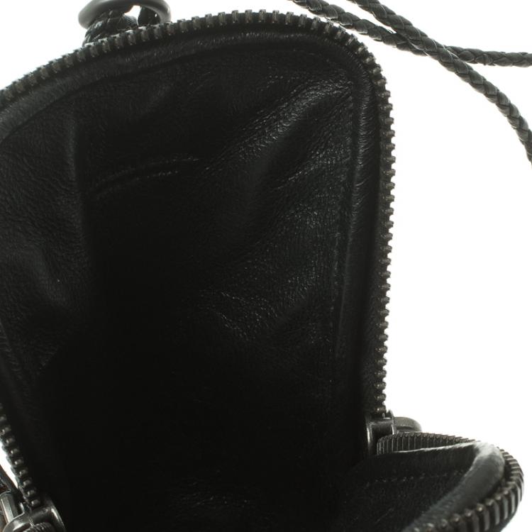 Pre Owned Bottega Veneta Black Intrecciato Leather High Tech Case Holder