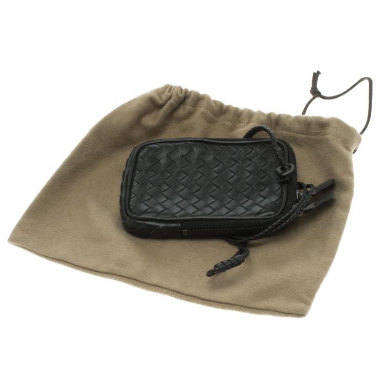 Pre Owned Bottega Veneta Black Intrecciato Leather High Tech Case Holder